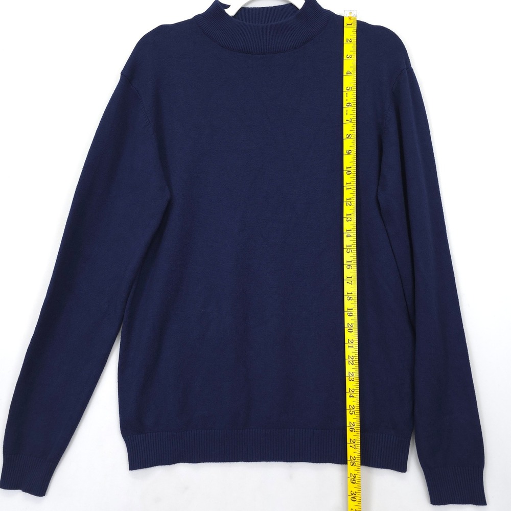XRAY Jeans Mock Neck Sweater Men L Navy Blue Pullover Slim Fit Soft Knit Comfort - Picture 3 of 10
